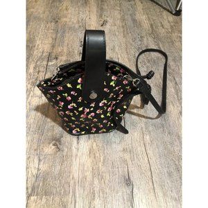 Black floral bucket bag